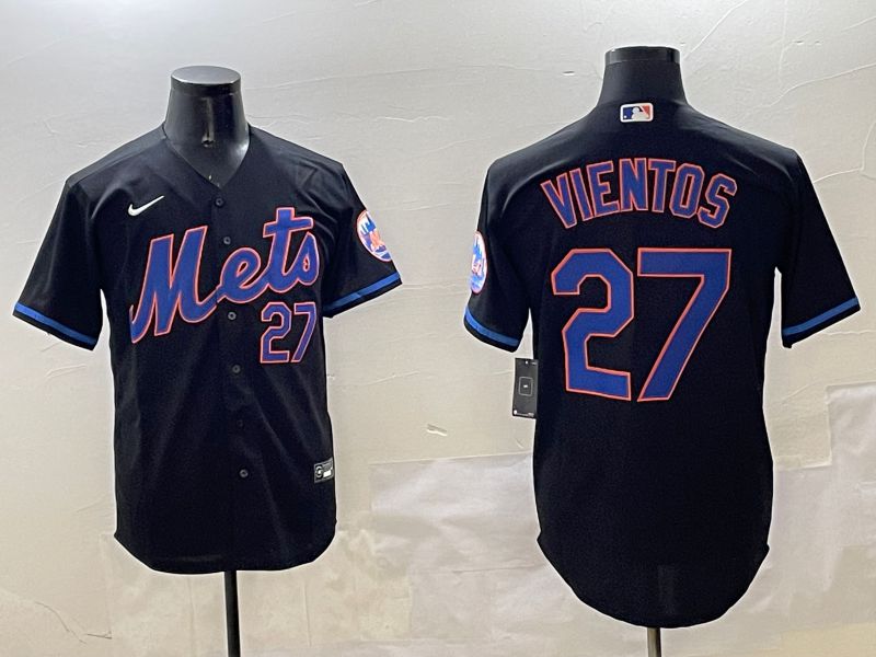 Men New York Mets #27 Vientos Black Game 2025 Nike MLB Jersey style 7->new york mets->MLB Jersey